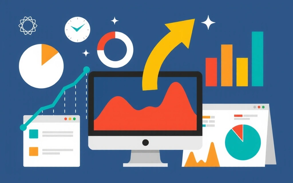 Graphic of data charts and analytics dashboard
